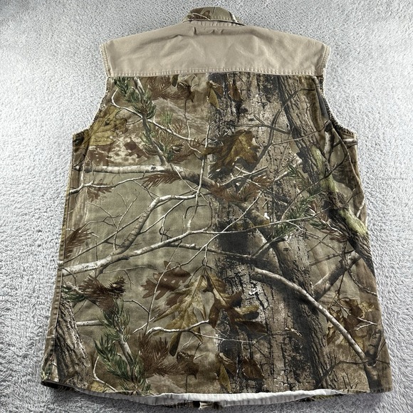 Redhead Camo Shirt Mens Large Cut Off‎ Sleeveless Button Up Brown Hunting - Picture 2 of 7